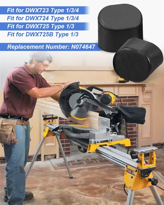 N074647 Table Saw Stand Foot Rubber Pad Replacement Fit for Dewalt DWX723 DWX724 DWX725 Series Miter Saw Stand Black Extended Lifespan Rubber Material for Most Floors 4Pack