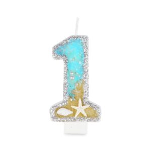 birthday candles number 1 candle, handmade numeral candle cake topper, perfect for mermaid theme baby shark theme finding nemo theme birthday party favors decorations