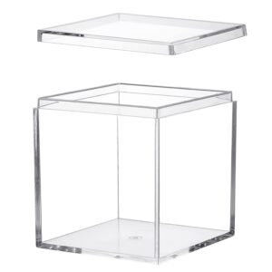 acrylic box clear box with lid plastic square cube for display small acrylic containers jewelry birthday wedding easter party decoration lucite box 3.4x3.4x3.4inch