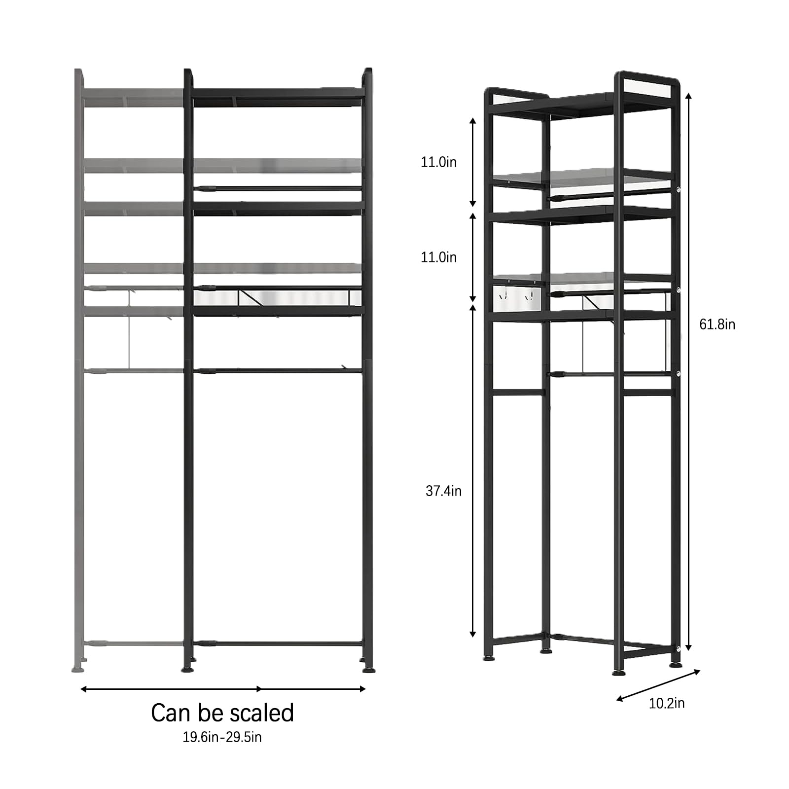 purplemaple Over-The-Toilet Storage Rack,3-Tier Bathroom Organizer Adjustable Shelf Over Toilet,Freestanding Space Saver Bathroom Shelves Above Toilet for Bathroom/Restroom/Laundry