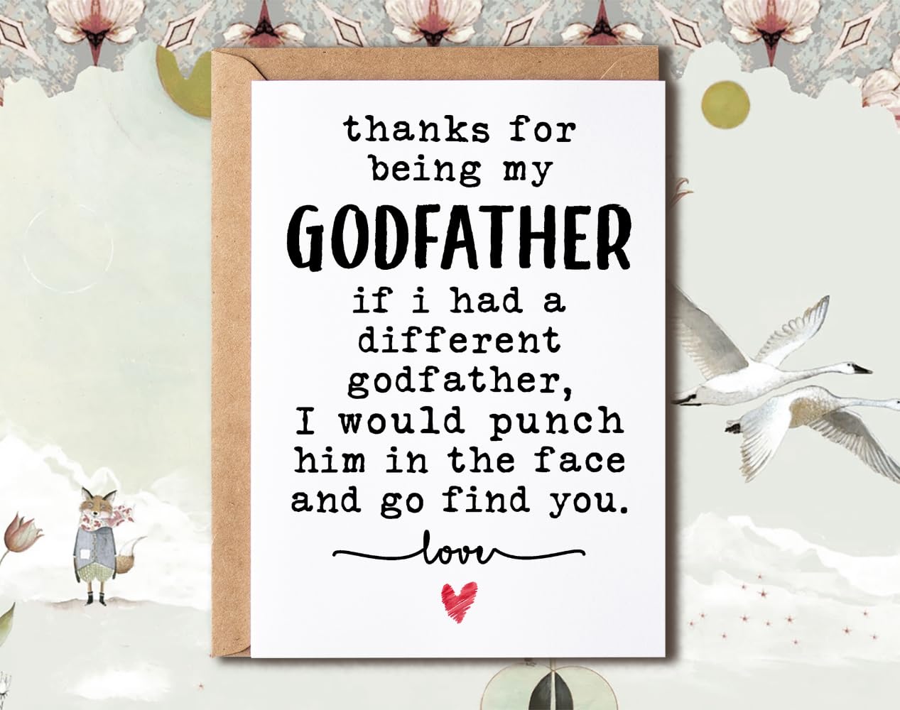 NTVShop Thanks Card - For Being My Godfather Card - Funny Birthday Card - Humorous Godfather Christmas Keepsake - Gift For Him