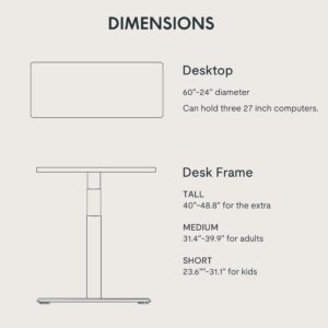 FLEXISPOT E8 Dual Motor 3 Stages Standing Desk 60x24 Inch Oval Leg Whole-Piece Board Electric Height Adjustable Desk Electric Stand Up Desk Sit Stand Desk (White Frame + White Desktop)