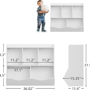 GAOMON Toy Bookshelf and Bookcase for Boys and Girls, Multi Shelf with Cubby Organizer Cabinet for Storage Books and Toys, for Children Bedroom Playroom Hallway Kindergarten School (White)