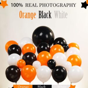 Kozee Orange and Black White Balloon Garland Arch Kit 145 Pieces Balloons with star mylar foil balloons for Men's Boys Baby Shower Birthday arty graduation Halloween Fall Themed Decorations