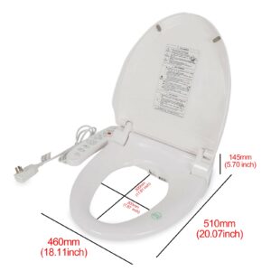 Heated Bidet Toilet Seat Round with Adjustable Water Temperature- Electric Smart Bidet Seat with Massage Function, Night Light | 1300W Flushing Power | Fits Standard Toilets