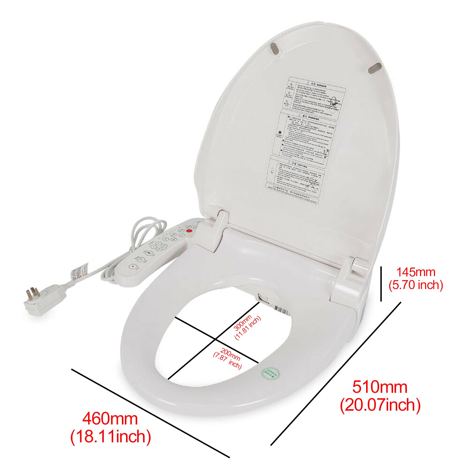 Heated Bidet Toilet Seat Round with Adjustable Water Temperature- Electric Smart Bidet Seat with Massage Function, Night Light | 1300W Flushing Power | Fits Standard Toilets