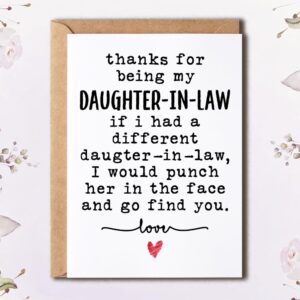 NTVShop Thanks Card - For Being My Daughter-In-Law Card - Funny Birthday Card - Funny Daughter-In-Law Christmas - Gift For Her