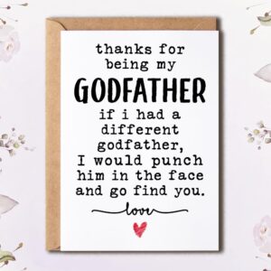 NTVShop Thanks Card - For Being My Godfather Card - Funny Birthday Card - Humorous Godfather Christmas Keepsake - Gift For Him