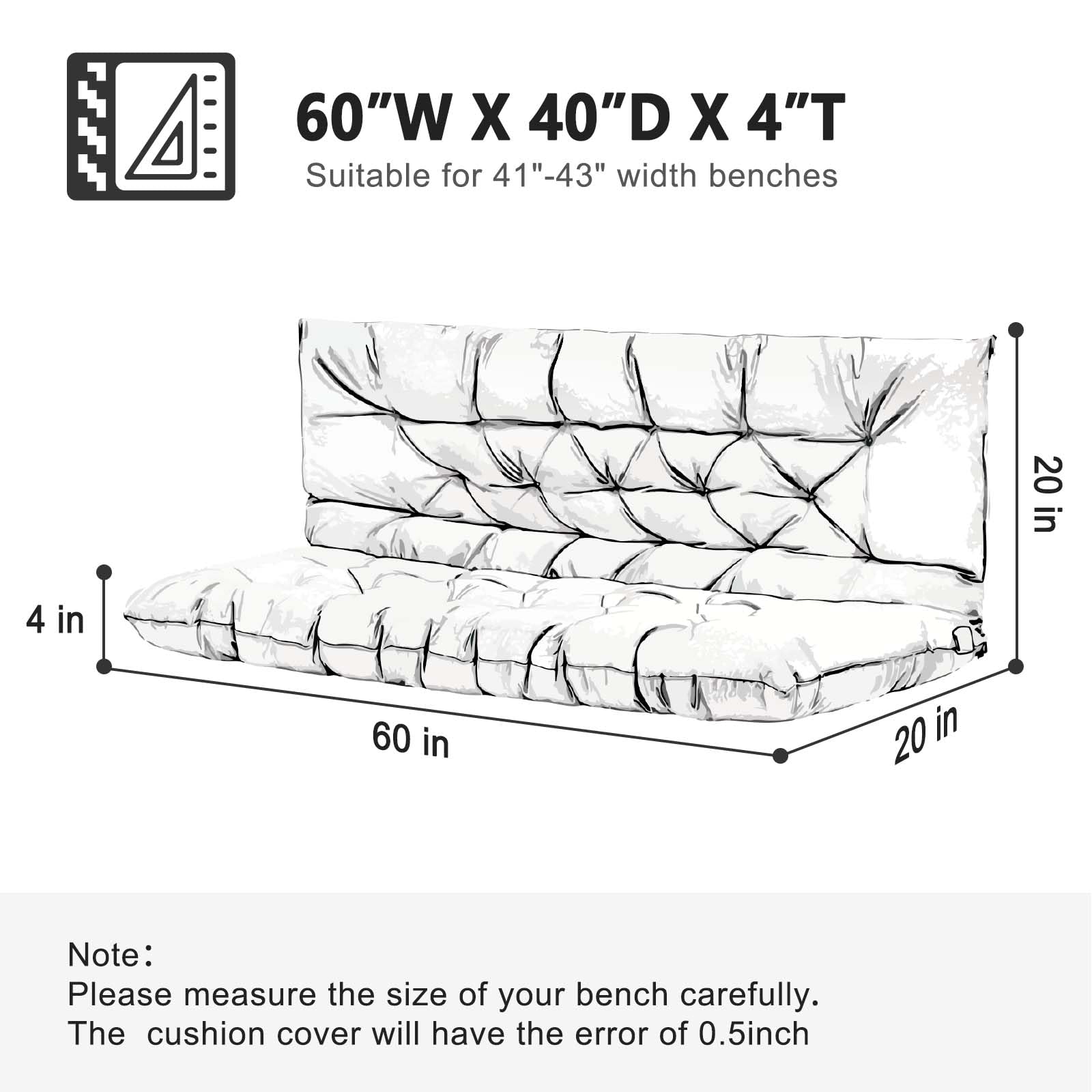 LCYY.JF Porch Swing Cushion,Waterproof Bench Cushion fo