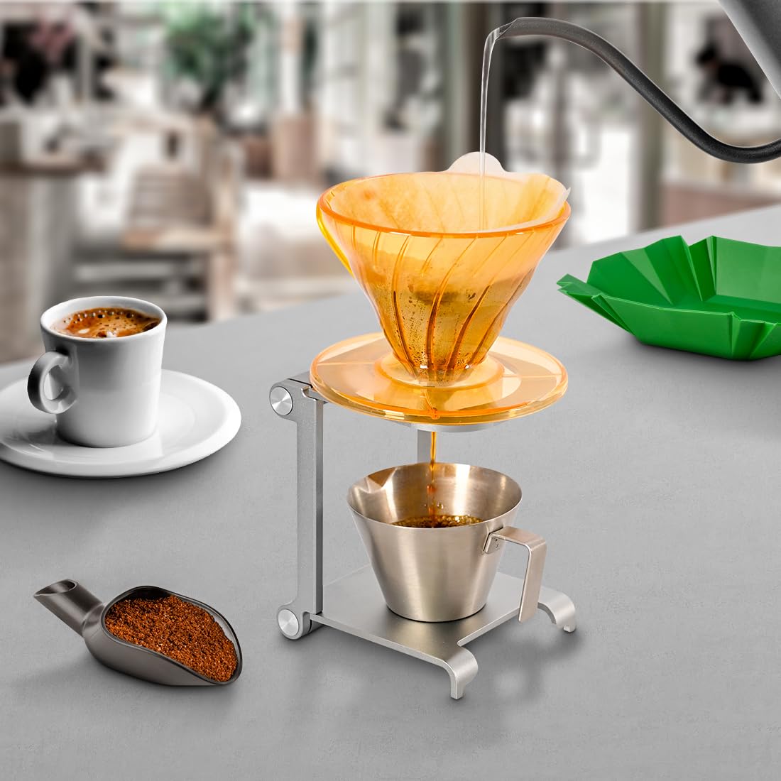 CAFEMASY Pour Over Coffee Dripper Stand - Travel and Camping Gadgets Foldable Aluminum Coffee Dripper Station Rack for Portable Espresso Coffee Maker