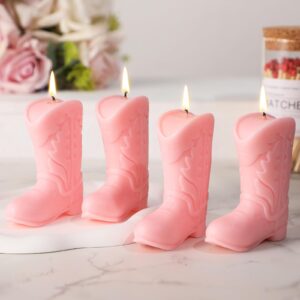 tuitessine cowgirl gifts cowboy boot candle decorative novelty candles natural soy wax lavender scented cute western home bedroom decor pink birthday women girlfriend sister presents 4pcs