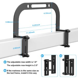 Mattress Slide Stopper, YUOROS Non Slip Mattress Gripper for Metal Bed Frame, Mattress Holder Retainer Bar to Keep Mattress Topper from Sliding (2 Mattress Holders+1 Bedside Caddy)