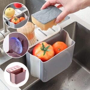 Dry and Wet Separation Trash Can, Mini Kitchen Waste Bins Corner Sink Strainer, Kitchen Counter Foldable Retractable Submersible Basket, Kitchen Sink Telescopic Drain Basket Kitchen Gadget (Gray)