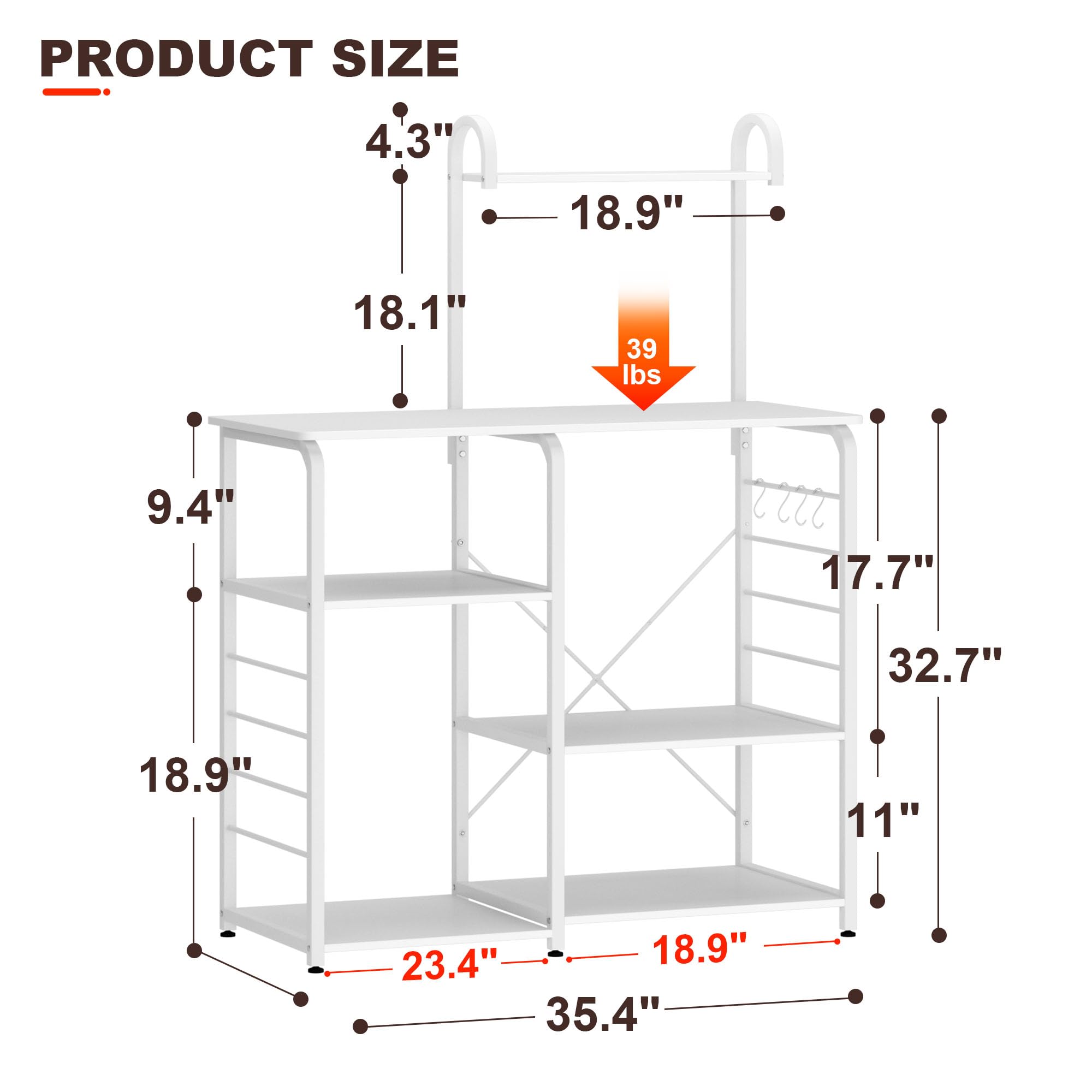 soges Kitchen Shelf, 6 Shelves, Multifunctional Storage, Contemporary Style, White