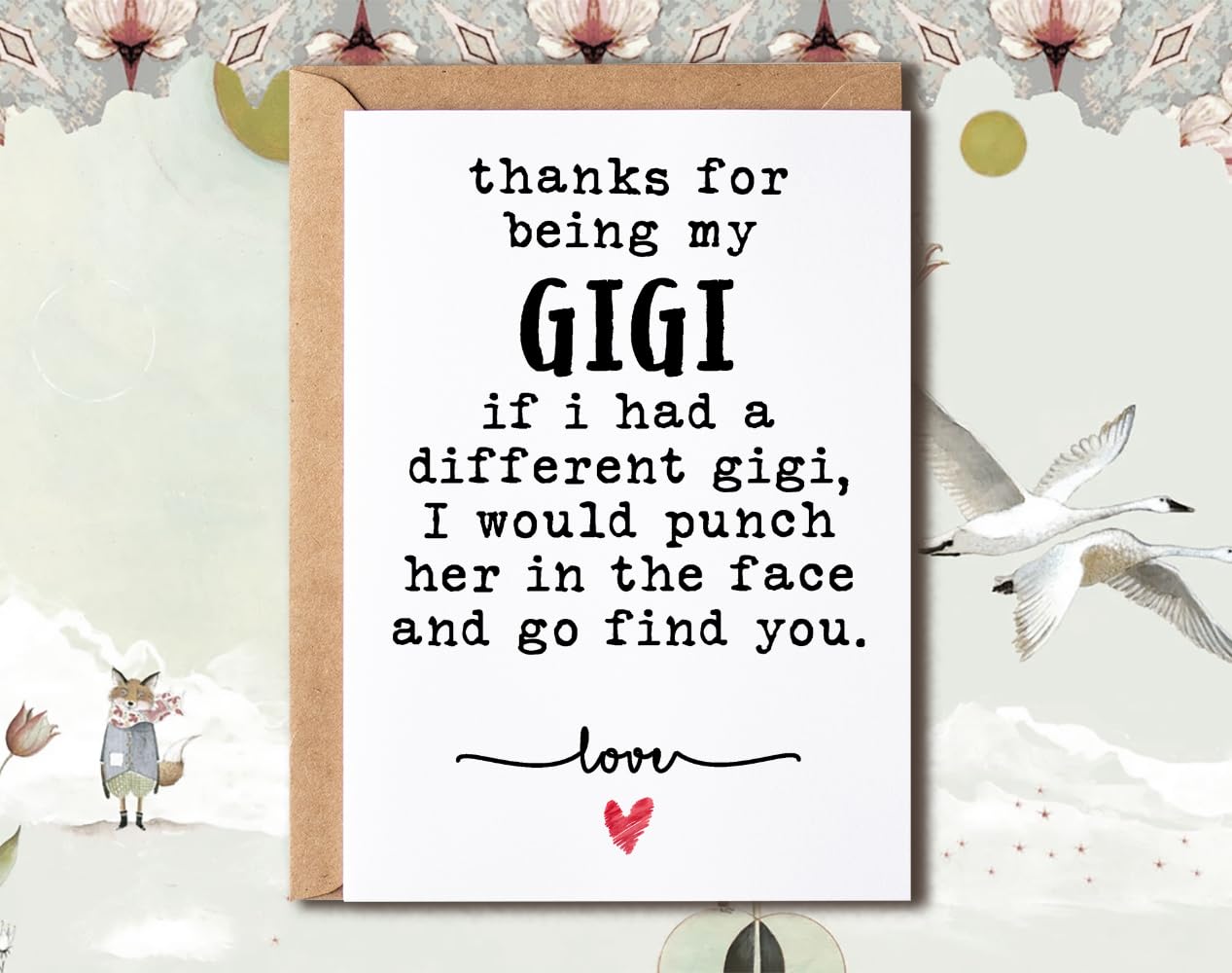 NTVShop Thank You Card - For Being My Gigi Card - Funny Birthday Card - Humorous Gigi Christmas Keepsake - Gift For Her