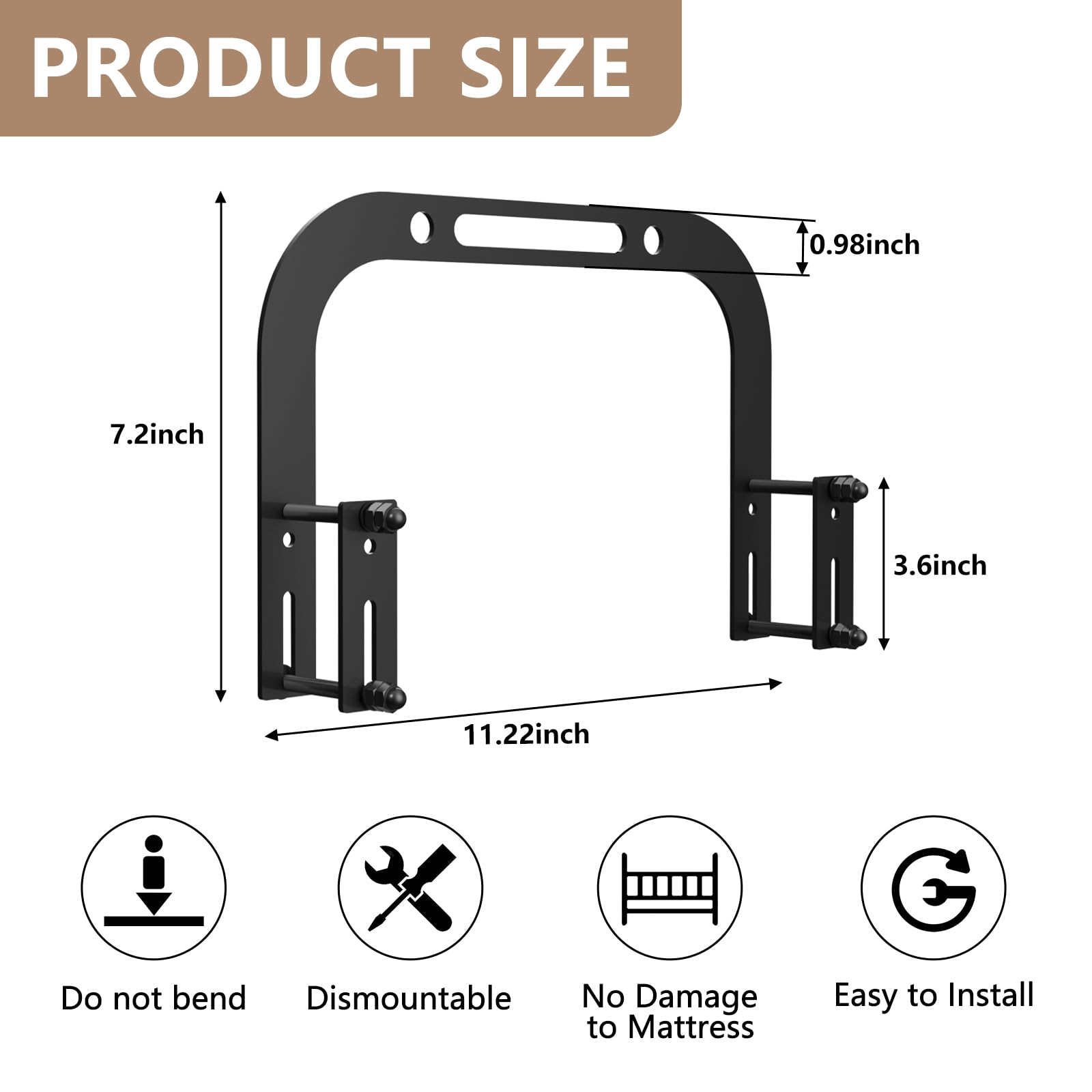 DELLAN Mattress Slide Stopper, Non-Slip Mattress Gripper Retainer Bar, Mattress Holder for Bed Frame to Prevent Sliding (2 Pack)