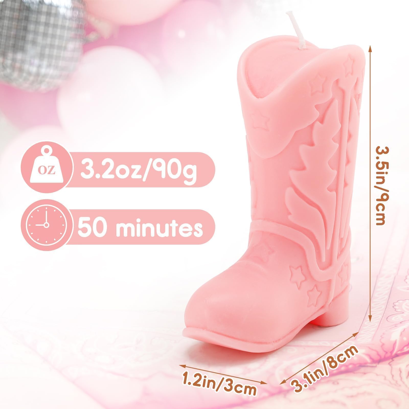 Tuitessine Cowgirl Gifts Cowboy Boot Candle Decorative Novelty Candles Natural Soy Wax Lavender Scented Cute Western Home Bedroom Decor Pink Birthday Women Girlfriend Sister Presents 4PCS