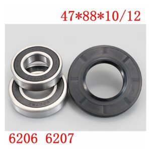 Drum Washing Machine Water Seal（47 * 88 * 10/12） Bearings 2 PCs（6206 6207）Oil Seal Sealing Ring Parts ，Compatible for Midea ，Compatible for Little Swan