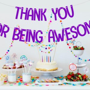 Thank You for Being Awesome Banner, Happy Retirement Decorations, We Will Miss You, Birthday Graduation Farewell Going Away Party Supplies Purple