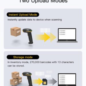 Inateck Wireless Barcode Scanner, Bluetooth Bar Code Scanner, 1D USB Barcode Reader Handheld, 1 Charge 3 Months, Scanner Barcode with APP and SDK