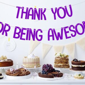 Thank You for Being Awesome Banner, Happy Retirement Decorations, We Will Miss You, Birthday Graduation Farewell Going Away Party Supplies Purple