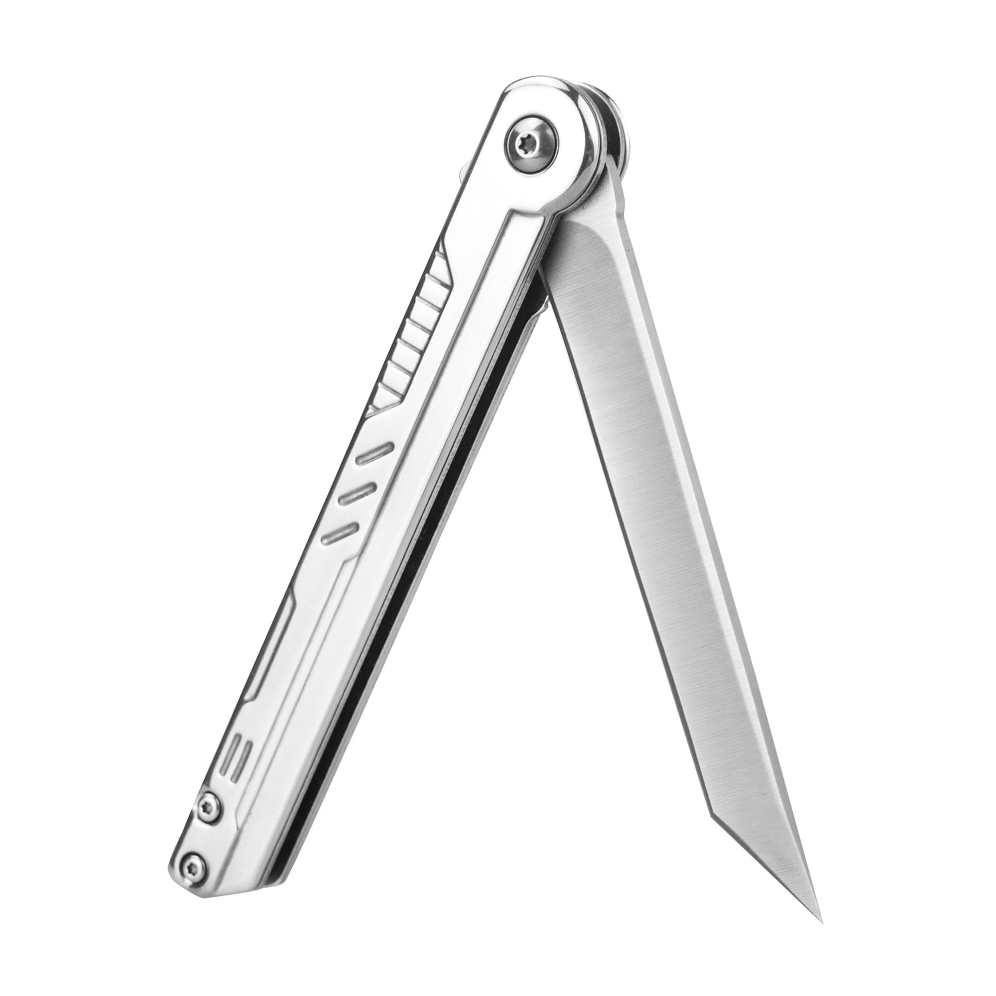 Carimee Slim Pocket Folding Knife with 3.8” Blade, Stainless Steel Handle, EDC Gentlemen knife for Outdoor, 2024 Gifts for Men and Women, Silver