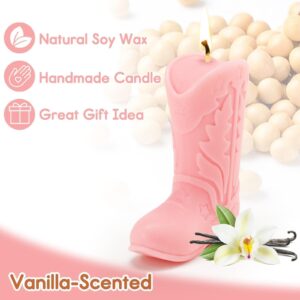 Tuitessine Cowgirl Gifts Cowboy Boot Candle Decorative Novelty Candles Natural Soy Wax Lavender Scented Cute Western Home Bedroom Decor Pink Birthday Women Girlfriend Sister Presents 4PCS