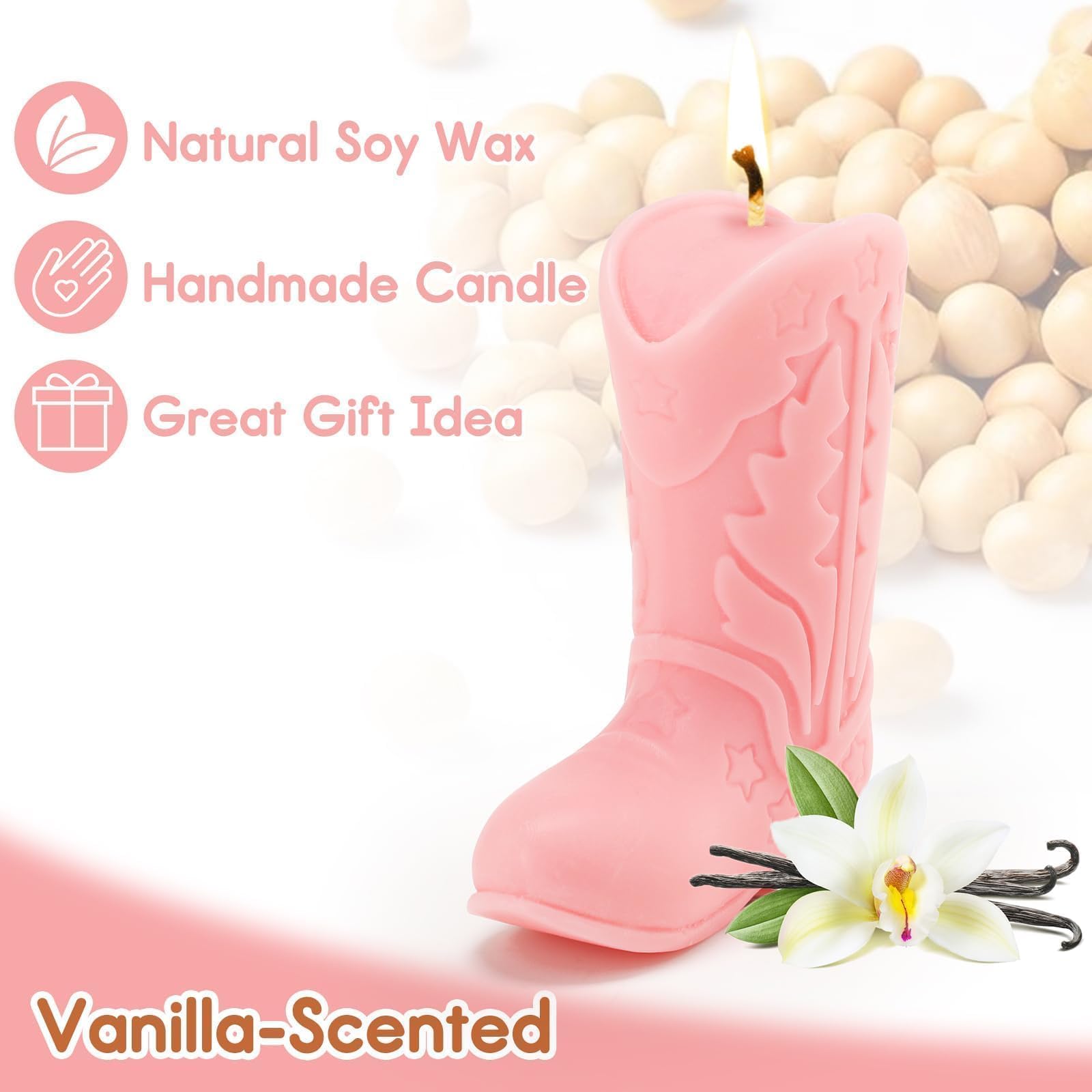 Tuitessine Cowgirl Gifts Cowboy Boot Candle Decorative Novelty Candles Natural Soy Wax Lavender Scented Cute Western Home Bedroom Decor Pink Birthday Women Girlfriend Sister Presents 4PCS