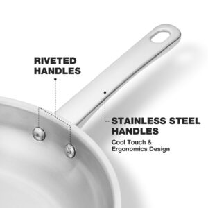 KOCH SYSTEME CS Stainless Steel Pan 10 Inch, Stainless Steel Frying Pan for Professional Cooking, PFAS-Free Stainless Steel Pan with Stay-Cool Handle, Induction Compatible Stainless Steel Skillet