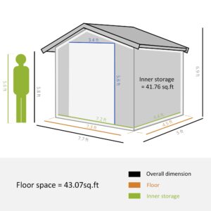 Outsunny 8' x 6' Outdoor Storage Shed, Garden Tool House with Foundation Kit, 4 Vents and 2 Easy Sliding Doors for Backyard, Patio, Garage, Lawn, Brown