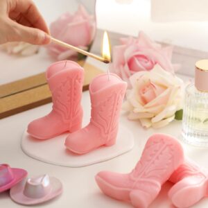 Tuitessine Cowgirl Gifts Cowboy Boot Candle Decorative Novelty Candles Natural Soy Wax Lavender Scented Cute Western Home Bedroom Decor Pink Birthday Women Girlfriend Sister Presents 4PCS