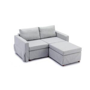 Modern Fabric Linen Middle Module for Modular Sofa Sectional Sofa Couch Accent Armless Chair, Cushion Covers Removable and Washable,Light Grey