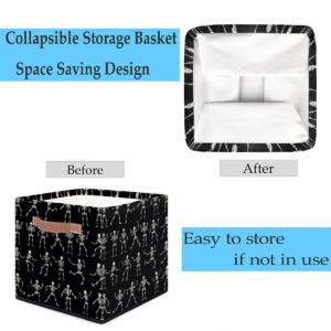 13x13x13 Storage Cube Bins Cute Halloween Skull Storage Cubes 13 inch Collapsible Storage Bins Cubby Storage Baskets for Organizing Shelf Cabinet Bookcase Boxes