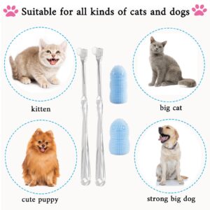 4 Pack Kit Dog Dental Cleaning Brushes,2 Pack Extra Soft Dog and Cat Dental Cleaning Brushes with Storage Box and 2 Pack Dog Finger Toothbrush for Dog Dental Care, Easily Clean Teeth(Transparent,Blue）