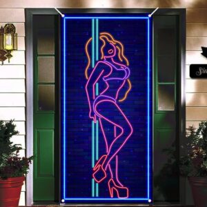 neon pole dance backdrop hot show hot sexy girl banner bridal shower wedding night bachelorette party front door decor girls women birthday party photo photography prop background 35.4x72.8in-beckten