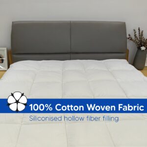 Nutan 3-Inch Quilted Cotton & Fluffy Mattress Topper, Cooling, Soft, Deep Pocket, Full, White