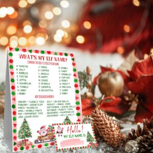 What's Your ELF Name Game, with 1 ELF Themed Sign and 30 Name Stickers, Christmas Party Game,Birthday Party Activities for Adults and Kids,Activity Game for Class Graduation