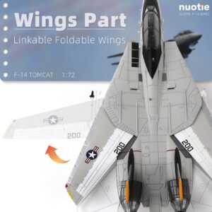 NUOTIE F-14A Tomcat 1/100 Metal Airplane Model Kits with Stand VF-84 Jolly Rogers DieCast Alloy Fighter Model Jet Replica Pre-Build Military Aircraft Collection for Display or Gift