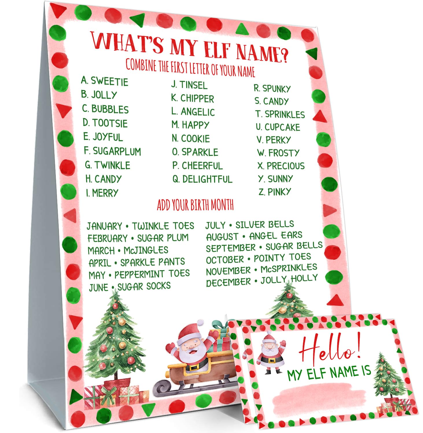 What's Your ELF Name Game, with 1 ELF Themed Sign and 30 Name Stickers, Christmas Party Game,Birthday Party Activities for Adults and Kids,Activity Game for Class Graduation