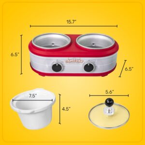 Nostalgia Game Day 2.5-Quart 2-Section Slow Cooker with Lid and Ladle, Keg-Like Design, Cooks Chicken Wings, Meatballs, Chilli, Cheese, Soup, Stews, and More