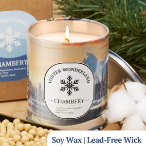 CHAMBERY Winter Wonderland Candle | Inspired by The Rocky Mountains in Premium Tin | Soy Wax with Lead-Free Cotton Wick | 55-Hour Burn | Festive Fragrance for The Season