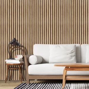 Arthome 17''x120'' Wood Slat Wallpaper Peel and Stick self Adhesive Wood Wallpaper PVC Vinyl Decorative Removable Wallpaper Waterproof Faux Wood Grating Stripe Contact Paper for Living Room Bedroom