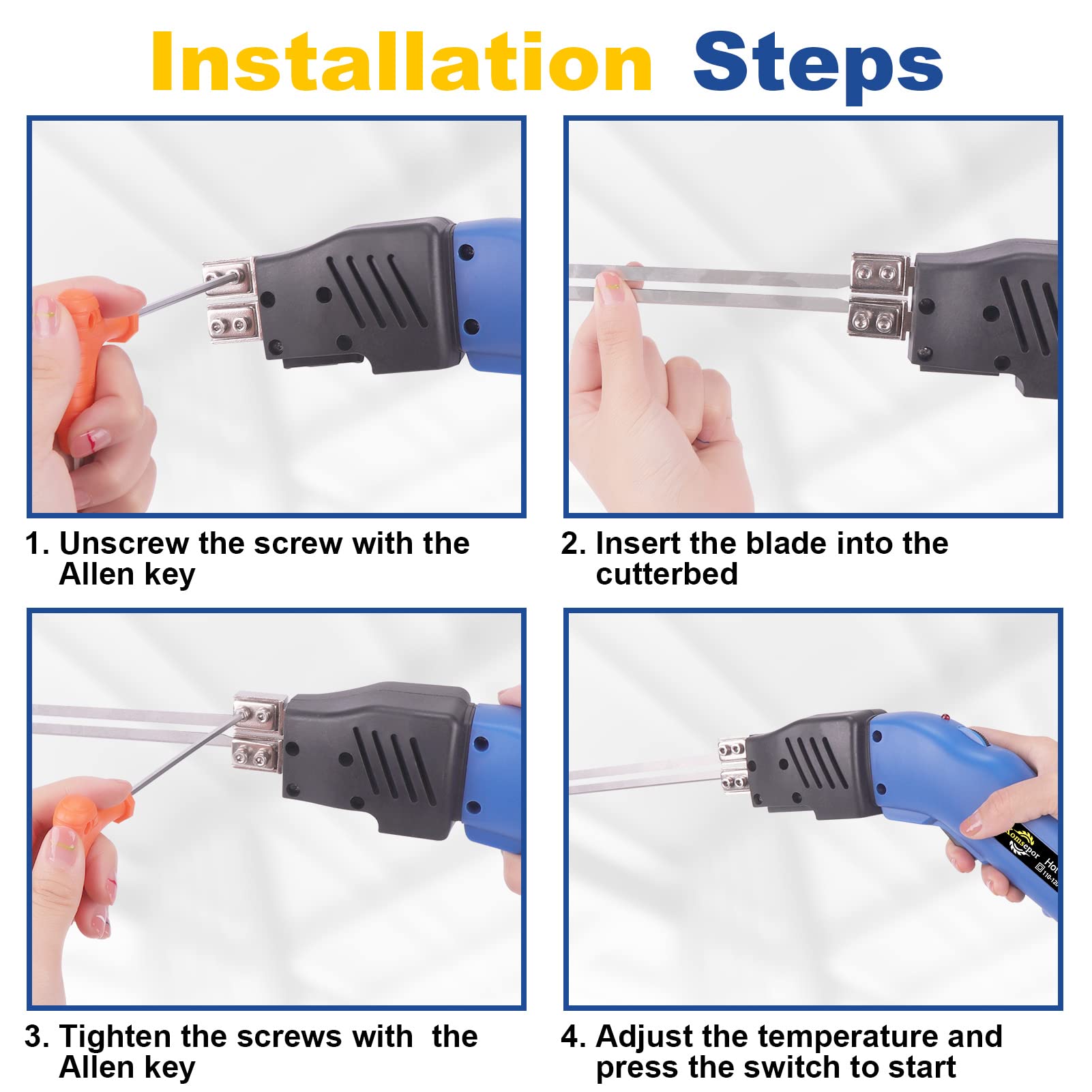 Komsepor Foam Cutter with Slotting/Groove Electric Hot Knife Styrofoam Cutter Foam Cutting Tool Air Cooled Hot Knife Foam Cutter 200W 110-120V (5 Blades) for EPP, EPS, XPS, EPE, KT Board, Sponge