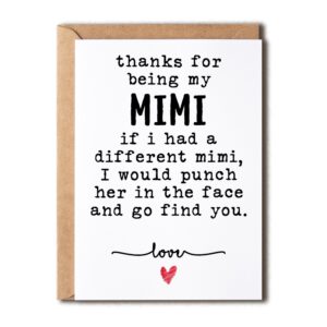 ntvshop thank you card - for being my mimi card - funny birthday card - humorous mimi christmas keepsake - gift for her