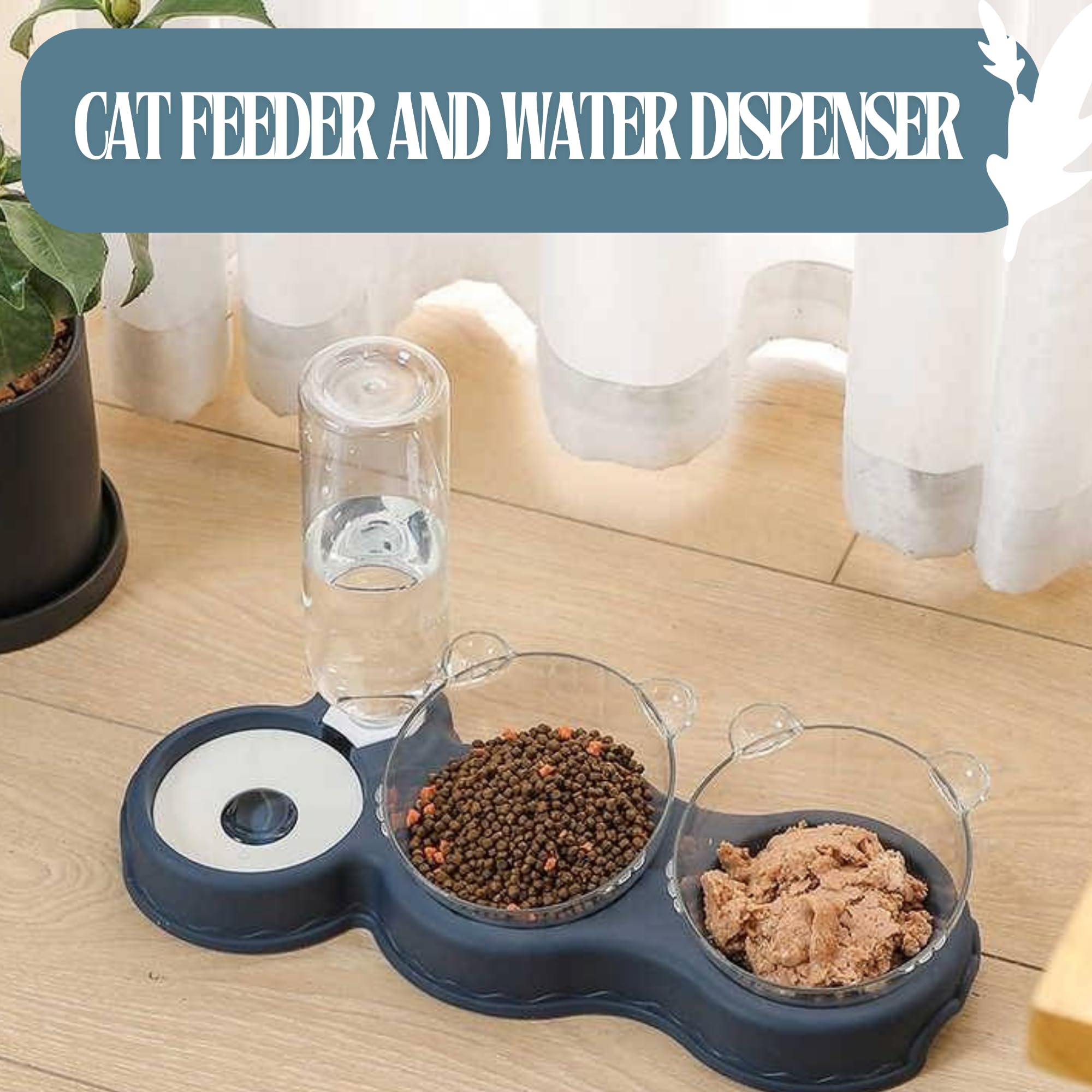 Cat Feeder and Water Dispenser Set - Pet Food Bowl, Cat Food Dispenser, Water Feeder for Cats and Dogs, All-in-One Pet Food and Water Dispenser Solution.