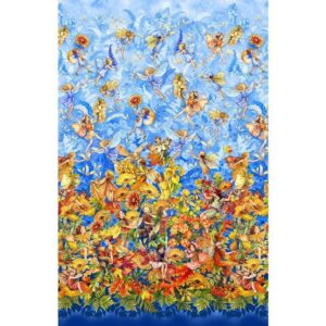 michael miller flower fairies of the autumn ddc11527 bluebell autumn fairy border stripe 24" repeat