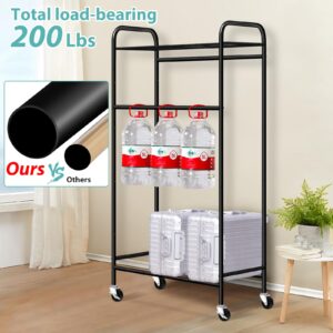 AOODA Double Rod Long Clothing Racks for Hanging Clothes, Heavy Duty Rolling Garment Rack with Top Shelves, Portable Closet Wardrobe Clothes Rack with Wheels for Dresses, Coats, Shirts (Black)