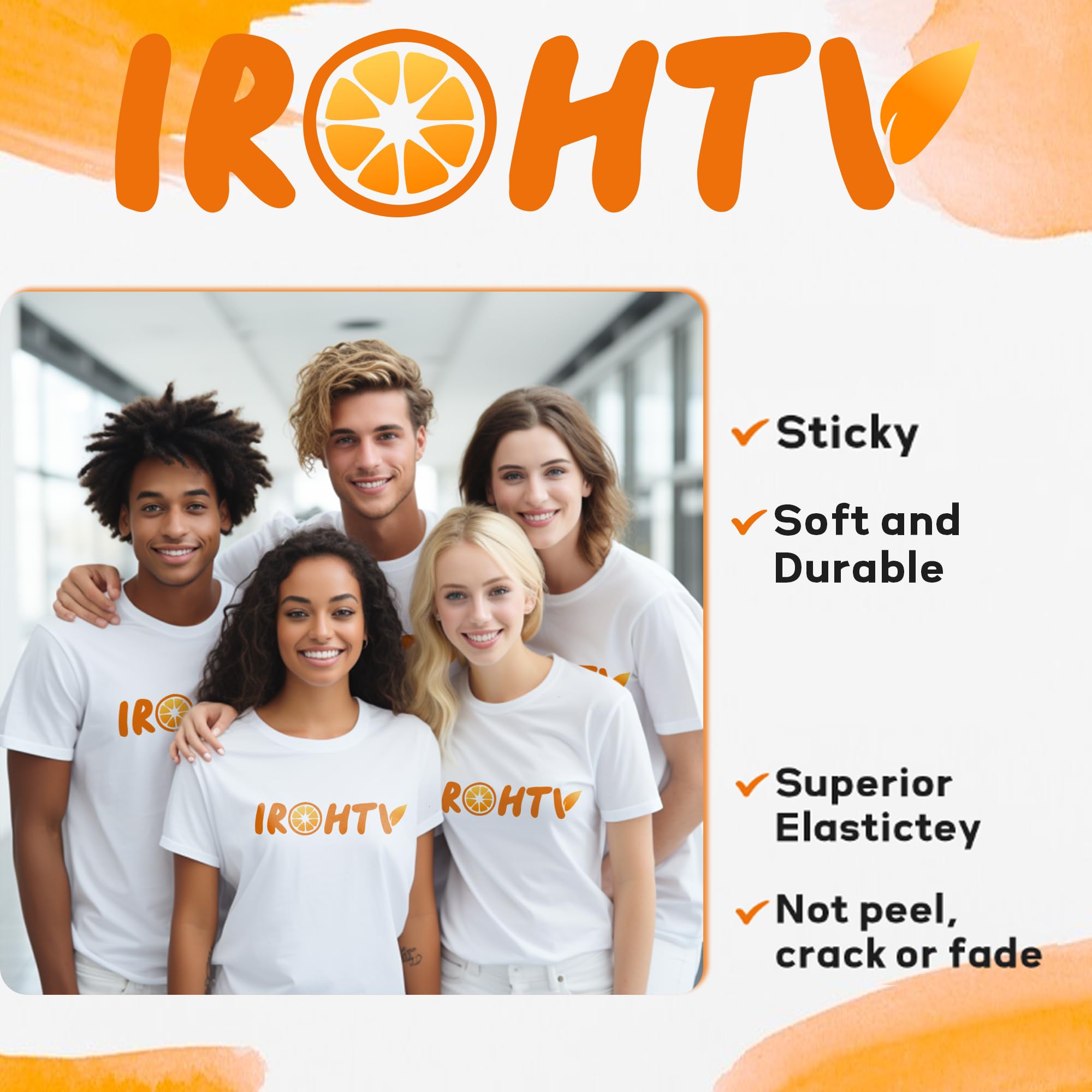 IROHTV White Heat Transfer Vinyl HTV Vinyl Roll, 12"x 8ft Iron on Vinyl for Cricut and All Cutting Machine, White Heat Press Vinyl for Sport Shirts, Easy Cut & Weed for Heat Vinyl Transfer Design