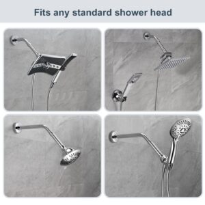 BRIGHT SHOWERS Shower Arm Extender for Rain and Handheld Shower Head, 4 Inch Shower Head Extension Arm, Shower Pipe Extension for Extending or Lowering Showerhead, Chrome