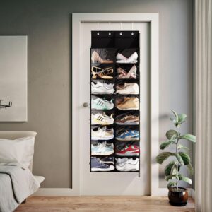 Fixwal Over The Door Shoe Rack for Door Fit 16 Pairs Dustproof Over The Door Shoe Organizer Hanging for Closet Storage